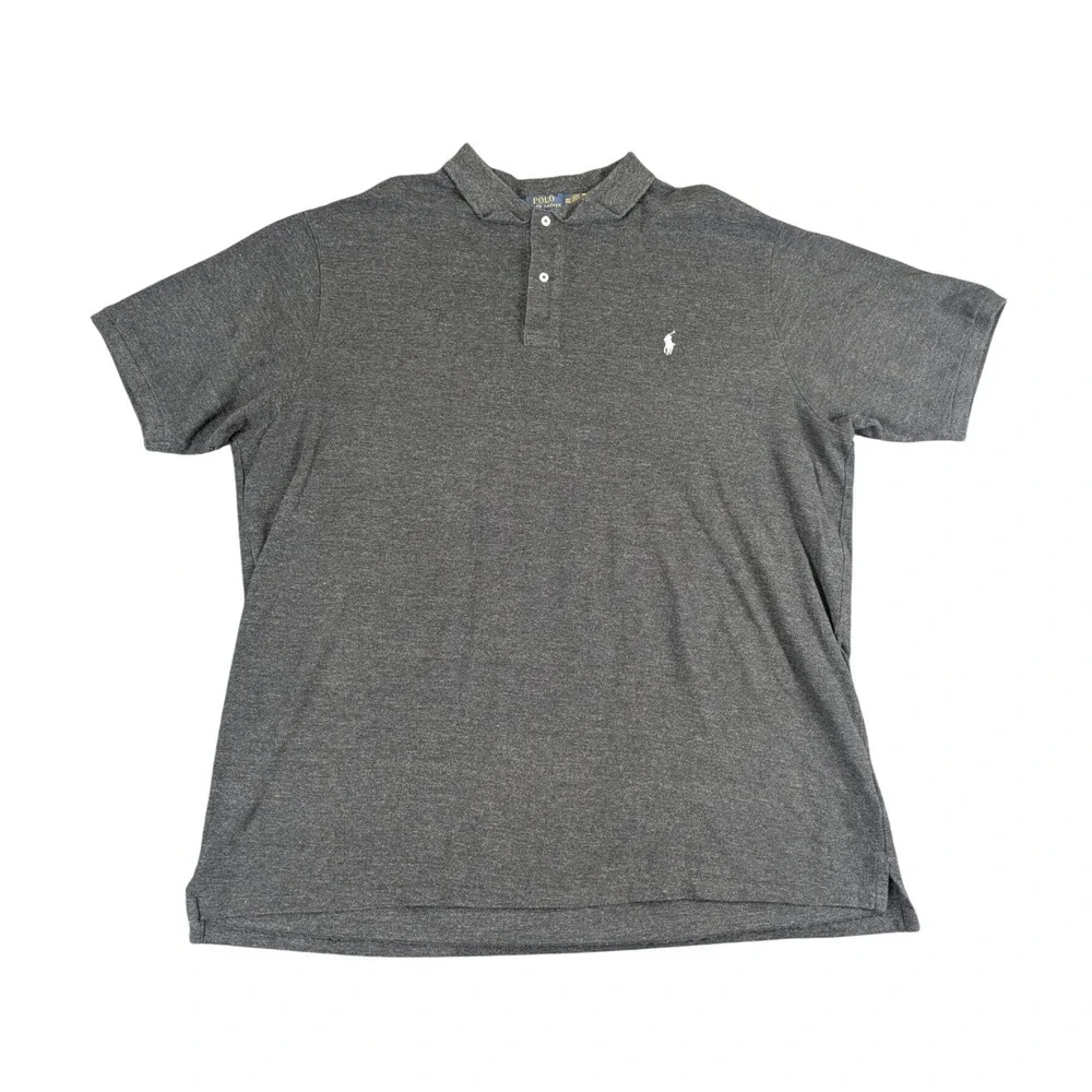 Polo Ralph Lauren Mens 3XLT Charcoal Gray Heather Short Sleeve Polo Shirt